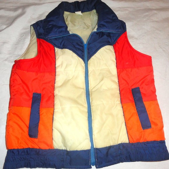 Vintage Other - Down Puffer Vintage Western Vest Zip Up Yokes Colorblock